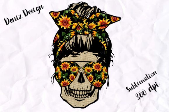 Skull Sunflower, Skull Mom Png, Boho Png